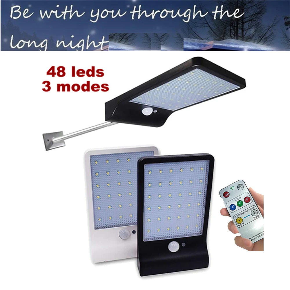 

48 LED Outdoor Solar Wall Lamp PIR Motion Sensor Waterproof Light Garden Light Path Emergency Security Light 3 Sided Luminous wa
