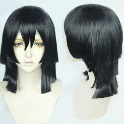 Demon Slayer: Kimetsu no Yaiba Iguro Obanai Косплей парик короткий черный стиль термостойкие волосы косплей костюм парики + парик шапка