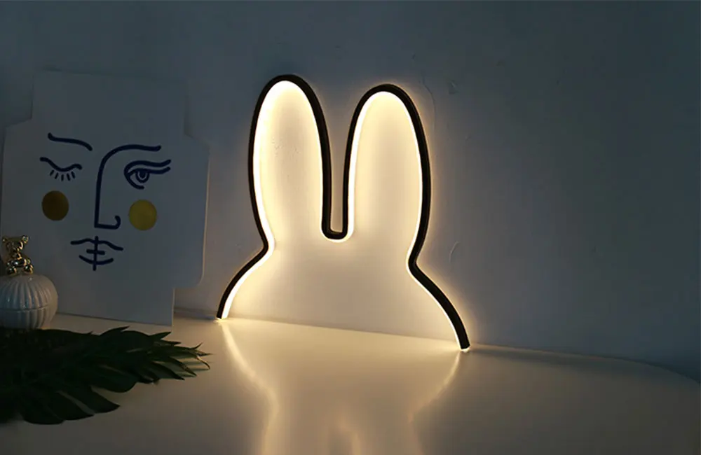 Детская Ночная лампа кролик ночной Светильник s для детей настенная спальня декоративная лампа для дома USB Мощный светодиодный светильник для детей Рождественский подарок