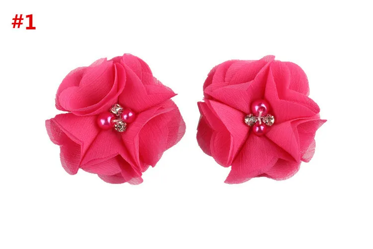 2 предмета Милые шифоновые мини цветы для маленьких девочек с жемчужинами и