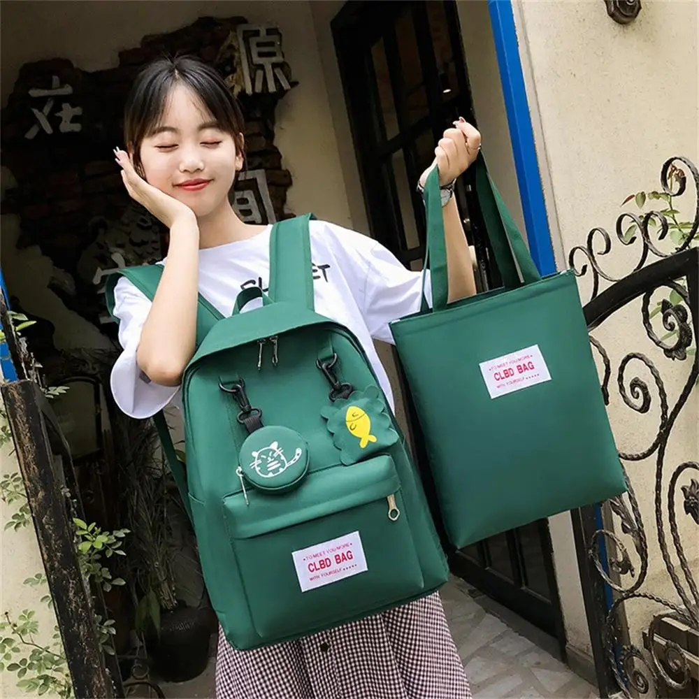 

Backpack Travel Teenage Girls Schoolbag Canvas bag Cartoon Alphabet Student Casual Large Capacity 2 PC Set mochila escolar 2