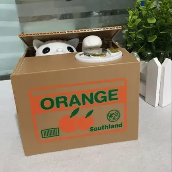 

New ABS Stealing Coin Cat Money Box Piggy Bank Storage Bank Cute Creative Saving Box Electric Kids Toys