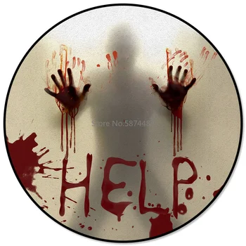 

Halloween Help Horror Blood Round Carpets Living Room Kids Area Carpet Rug Mats For Home Bedroom Decorative