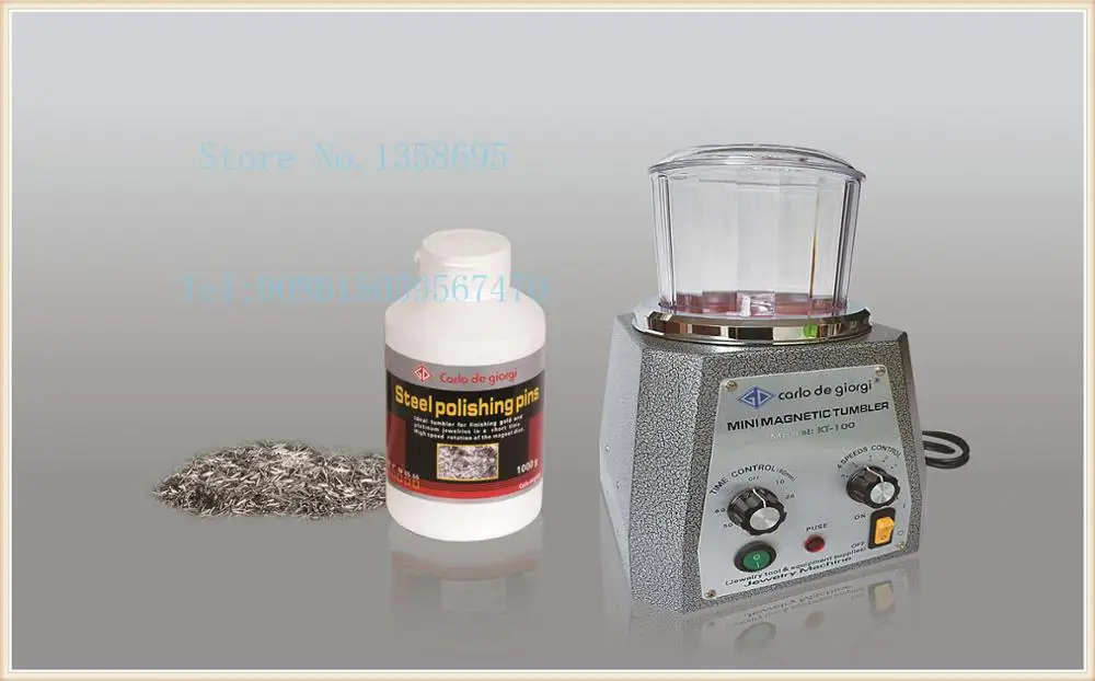 

KT-100 MAGNETIC TUMBLER - with 100g magnetic pins for free. JEWELRY POLISHER FINISHING TOOL - 220V Magnetic polishing machine