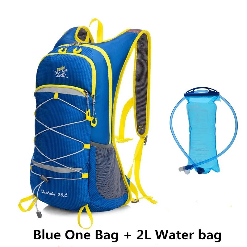 Blue 2LWater bag TANLUHU 25L рюкзак для бега и велоспорта, сумка для альпиниста на открытом воздухе, рюкзак для мужчин и женщин для марафона, походный рюкзак, 2L сумка для воды - Цвет: Blue 2LWater bag