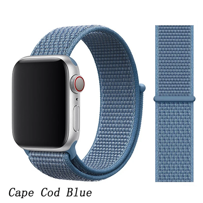 Ремешок для apple watch 5 4 band correa apple watch 42 мм 44 мм 38 мм 40 мм iwatch series 5 4 3 2 1 нейлоновый браслет pulseira - Цвет ремешка: Cape Cod Blue