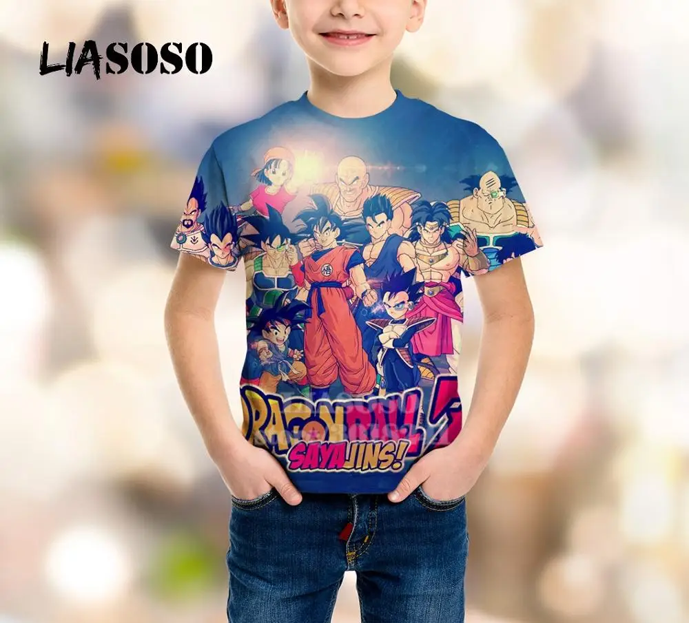 2 LIASOSO/Детская толстовка для подростков, Broli футболка с 3D-принтом «Жемчуг дракона» Детский топ, пуловер с круглым вырезом и короткими рукавами для мальчиков и девочек, B157-02 - Цвет: 2
