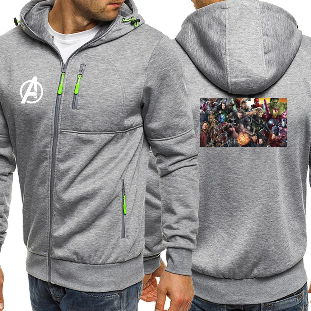 The Avengers Autumn New Hoodies Men Sweatshirt Superhero Long Sleece Jackets Zipper Casual Coat Sportswear Fleece Hoody