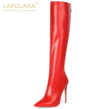 

Lapolaka New Design 2020 European American Large Size Sexy Thin Heeled Boots Woman Shoes Pointed Toe Slim Boots Female