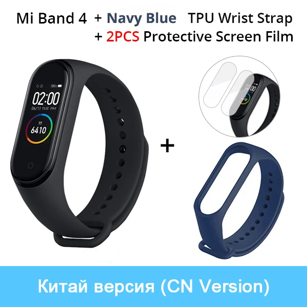 Xiaomi mi Band 4 новейший музыкальный Смарт mi band 4 браслет пульсометр фитнес 135 мАч цветной экран Bluetooth 5,0 - Цвет: CN N Navy Blue