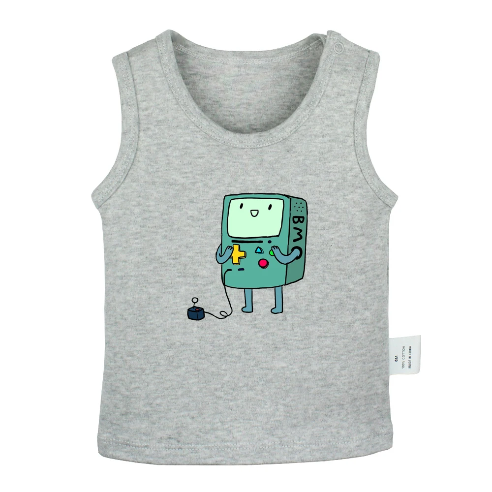 JcBabyYV4004G Милый мультфильм время приключений Beemo BMO Финн и Джейк дизайн новорожденных Детские майки футболки жилет для малышей хлопковая одежда для новорожденных без рукавов - Цвет: JcBabyYV4004G
