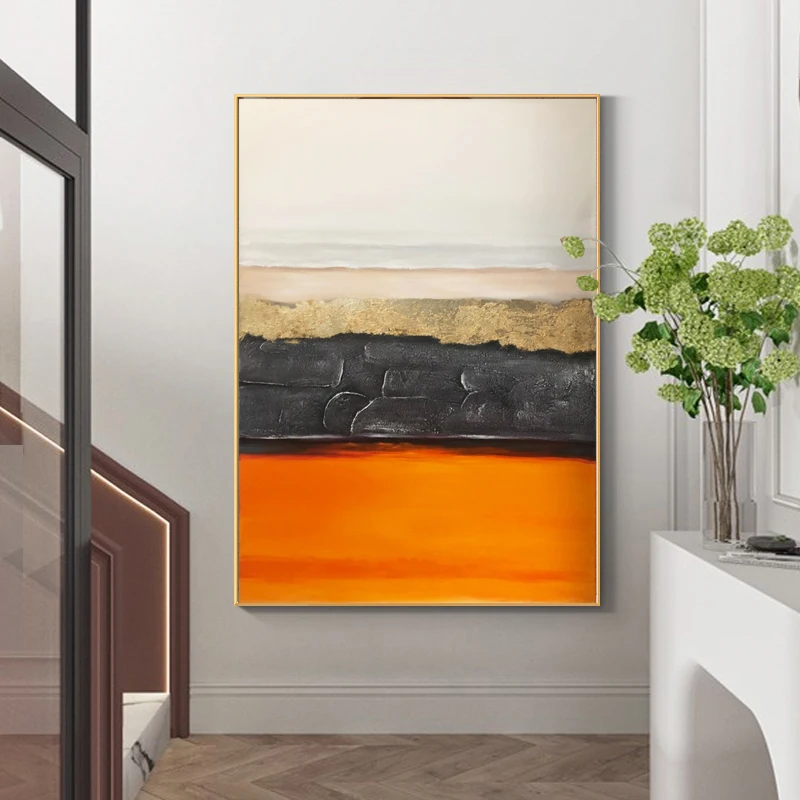 Abstract Canvas Painting Beautiful Orange Painting Hand-Painted Wall Art Fashion Tableaux For Living Room Hallway Hotel No Frame