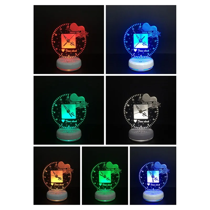 

Novelty Time Clock 3D LED Table Lamp USB Touch Remote Control Night Light With Multicolor I Love You For Kid Bedroom Decor
