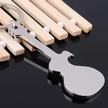 Металлическая блестящая боковая открывашка для бутылок в виде гитары креативный брелок модный музыкальный подарок брелок Печатный рекламный логотип