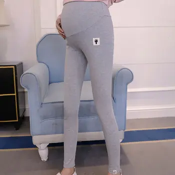 

Z 2019 Women Pregnant Stomach Lift Flower Cat Print Comfortable Elastic Casual Skinny Tights Solid Color Elastic Pants