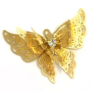 Gold Plated BoYuTe 10 шт. 25*35 мм Металлические латунные филигранные подвески в форме бабочки для изготовления ювелирных изделий Аксессуары - Окраска металла: Gold Plated