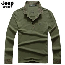 JEEP SPIRIT/известная брендовая Осенняя мужская рубашка поло с принтом, длинный рукав, отложной воротник, Повседневная хлопковая рубашка поло для мужчин