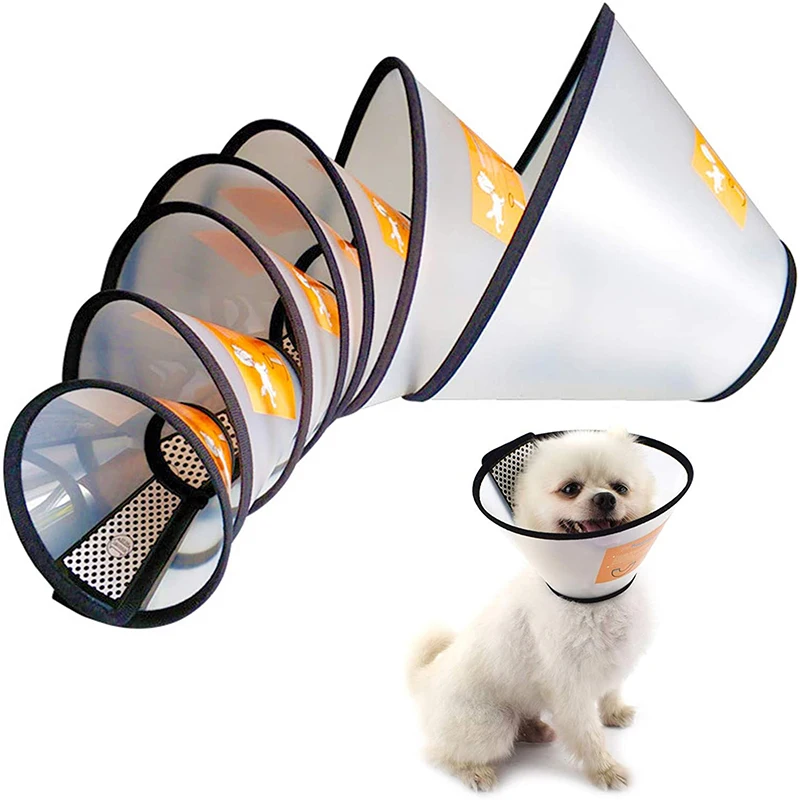 

Soft Dog Cat Cone Collar for After Surgery Anti-Bite Lick Dog Recovery Collar Elizabethan Translucent Reusable Soft Dog Cone