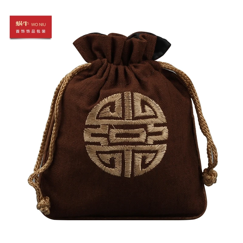 Маленькая парча мешок Fozhu украшение на нитке сумка Вэнь Ван дай браслет подарочные сумки - Цвет: Coffee