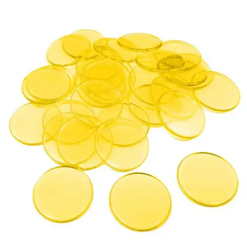 100 шт 19 мм дети бинго чипы прозрачный цвет счетные математические игровые счетчики маркеры Пластиковые Детские Обучающие аксессуары - Цвет: Цвет: желтый