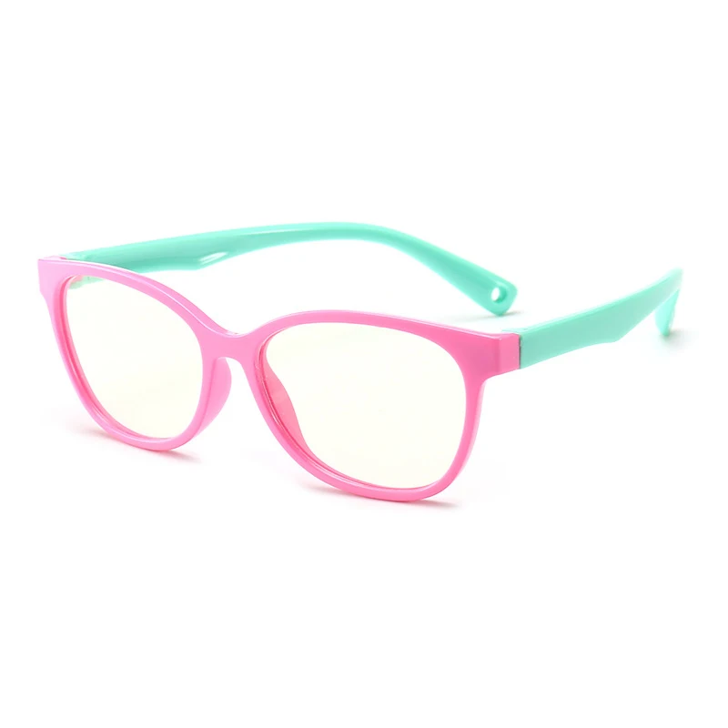 pink green Анти-синий светильник, очки для детей, мягкие очки, компьютерные оптические очки, детские очки для глаз, модные гибкие нетоксичные очки - Цвет оправы: pink green