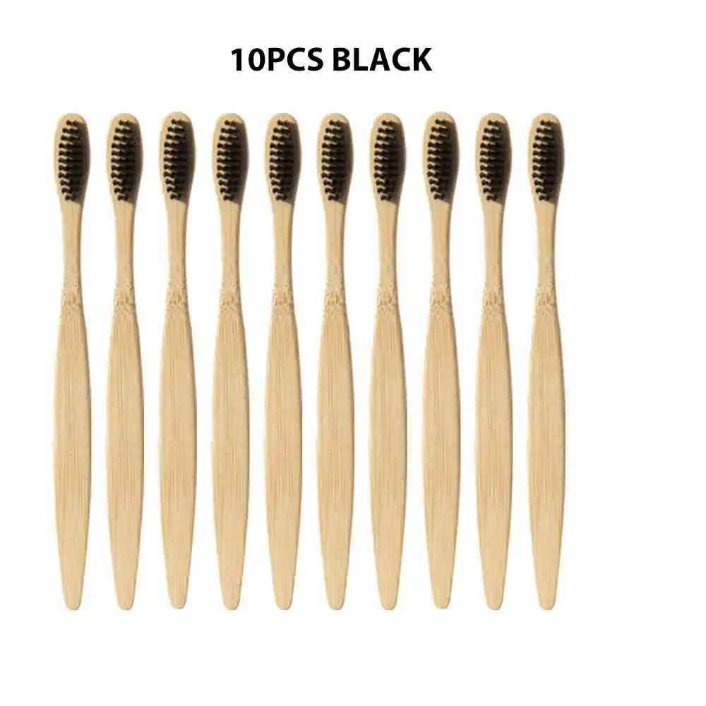 10pcs black 10 шт./компл. окружающую среду с бамбуковым древесным углем Зубная щётка es для гигиены полости рта с низким содержанием углерода средней зубные щетки с мягкой щетиной для деревянной ручкой Зубная щётка - Цвет: 10pcs black
