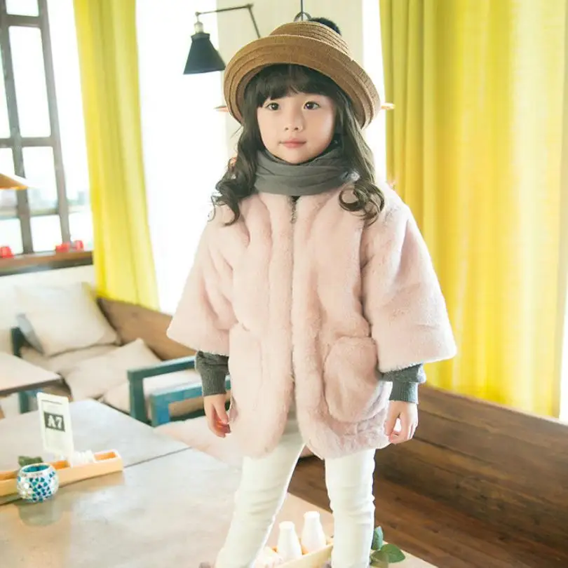 Winter Children Faux Fur Coat Imitation Fur Jacket Girls Thicker Warm long sleeve Baby Overcoat Modis kids clothes jacket Y2188