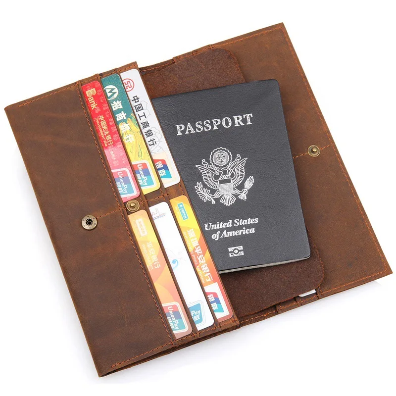 MAHEU двухслойный Длинный кошелек из натуральной кожи для посадки, проверочная карта, Воловья кожа, Длинный кошелек для паспорта, дорожный кошелек, новая мода