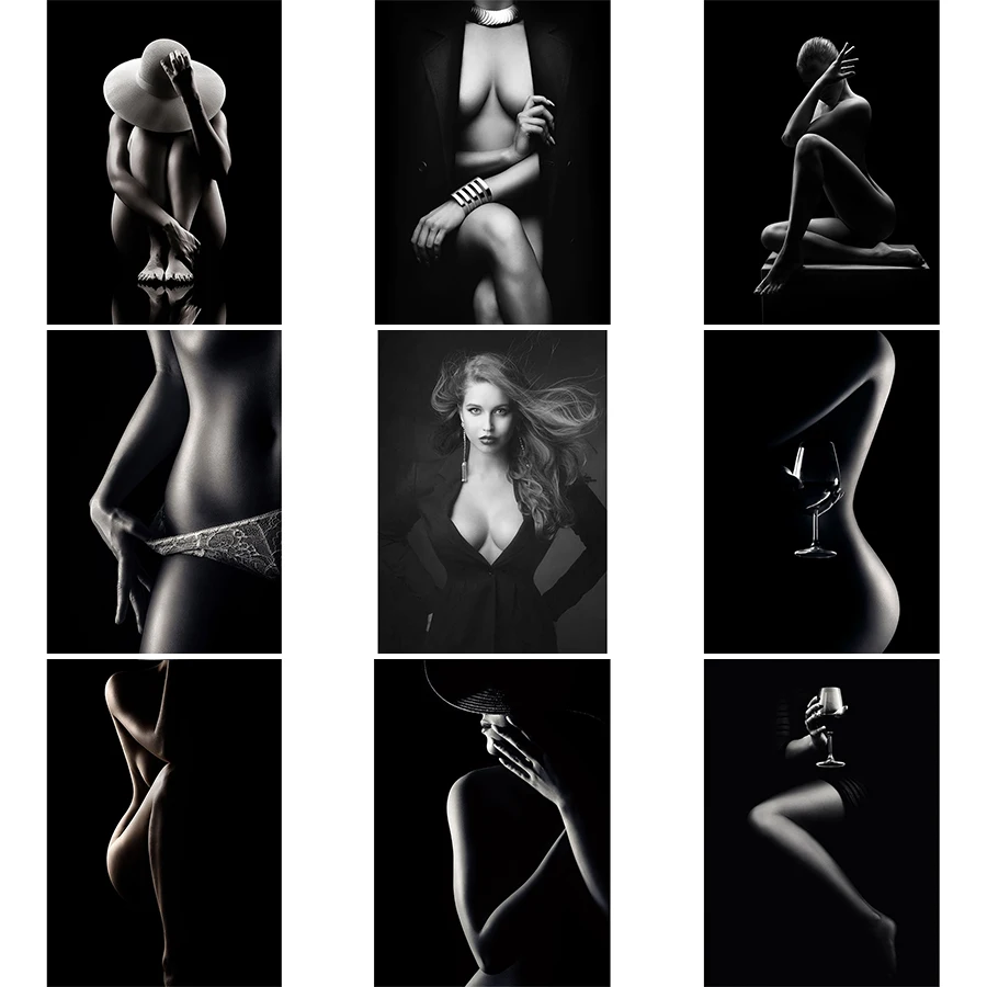 

Black Sexy Nude Women Figure Canvas Painting on The Wall Posters Prints Cuadros Wall Art Pictures for Living Room Decoration