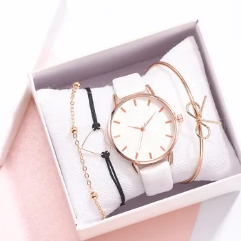 

2020 Women Watches Bracelet set Dress Ladies Bracelet Watch Casual Leather Quartz Wristwatch Clock Relogio Feminino #Y80