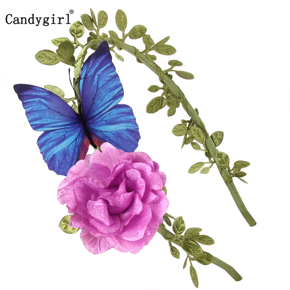 Candygirl Butterfly Bow Headbands Hoop Hairpin Floral Fabric Kids Women Hairbands Printing Headdress Hair Accessories Headwear