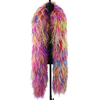 

2 Meters Mixed color 10 Ply Ostrich Feathers Boas Ostrich Plumes For Wedding Dress Party Clothes Decoration Sewing Crafts