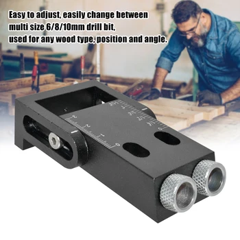 

8pcs Professional 6 8 10mm Portable Carpentry 15 Degree DIY Aluminum Alloy Woodworking Tool Adjustable Pocket Hole Jig Kit