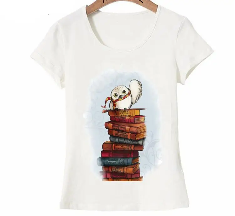 Dugujunyi 2020 Novelty Summer Trend Women t-shirt Cute Hedwig Print T-Shirt Funny Owl Design Short Sleeve casual Tops female Tee | Женская