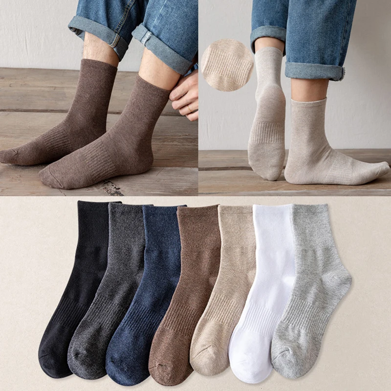

Men Mid-Calf Tube Business Socks Cotton Material Anklet Rubber String Thicken Soft Breathable Keep Warm Fashion Comfortable