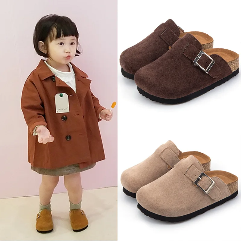 ULKNN 2020 New Style Cork Female Baby CHILDREN'S Shoes Belt Buckle Home BOY'S Leisure Slippers FOR KIDS