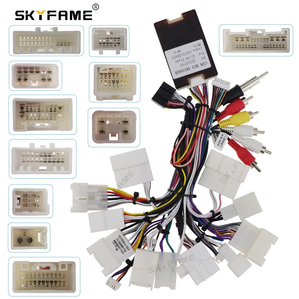 Skyfame 16pin Car Stereo Wire Harness Power Cable Adapter Decoder