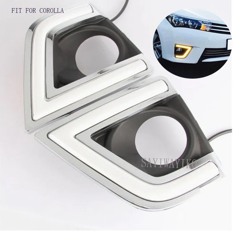 

Светодиодные дневные ходовые огни, 2 шт., для Toyota Corolla 2014, 2015, 2016, супер-яркость, 12 В, Автомобильные светодиодные дневные ходовые огни, водонепроницаемая лампа дневного света из АБС-пластика