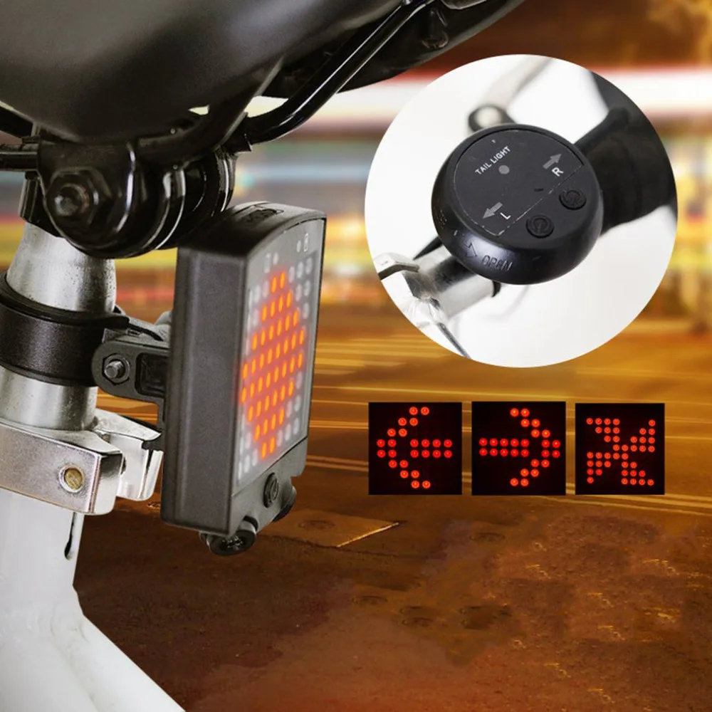 Wireless Bicycle Laser Tail Light Bike Turn Signal Remote Control Safety LED Warning Taillight USB Rechargeable Rear Light