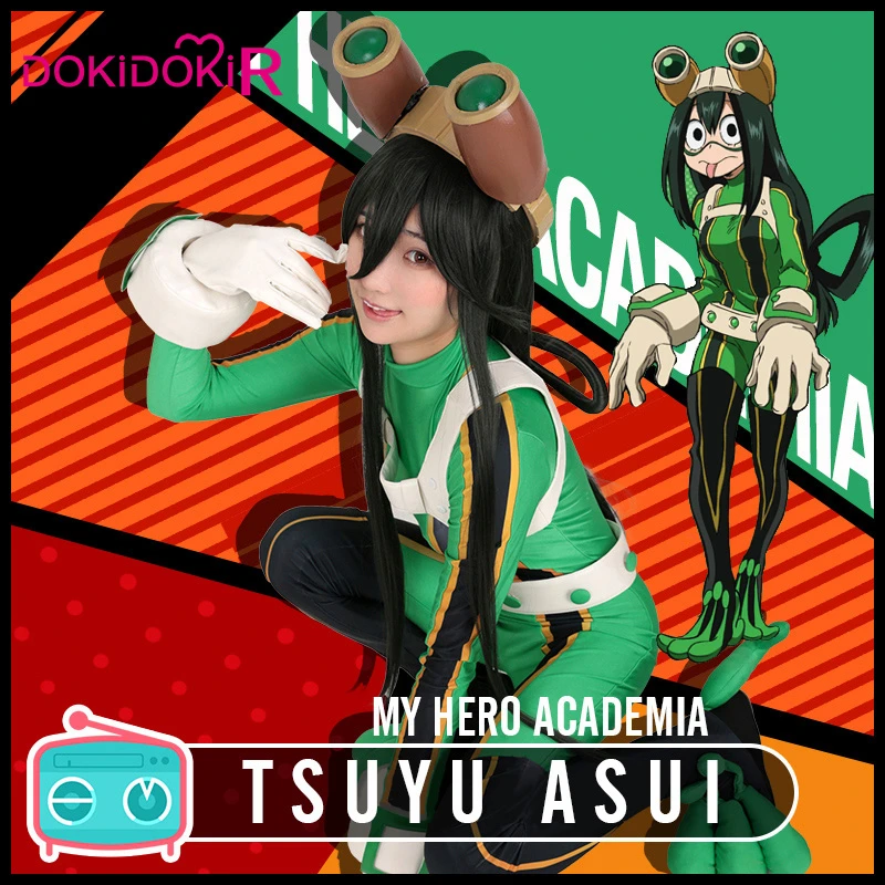 DokiDoki-R аниме косплей Boku No Hero Academy/My Academy Косплей Костюм Tsuyu Asui женские костюмы на