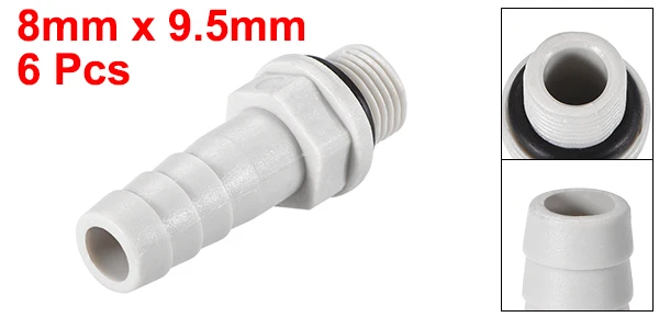 1or8inch G x 8mm Uxcell 6 шт. ПВХ колючей фитинги шлангов разъем адаптера 1/" 1/4" 3/" 1/2" 3/" G мужской трубы сильный анти-старения, высокая прочность - Цвет: 1or8inch G x 8mm