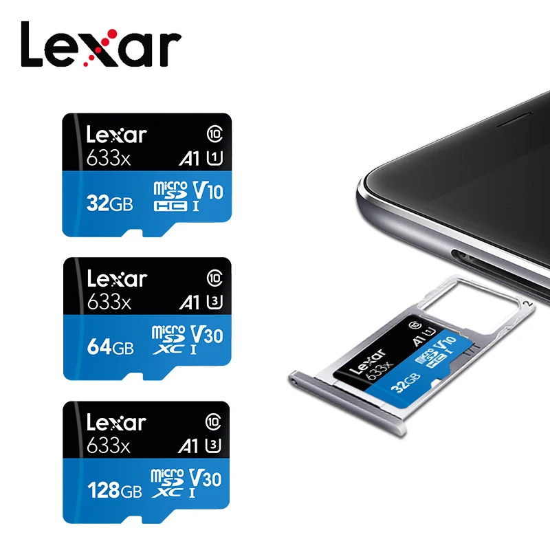 Lexar Micro SD карты 512 ГБ 256 128 Гб 64 карта памяти класса 10 32GB 95 МБ/с. флеш microsd для Gopro