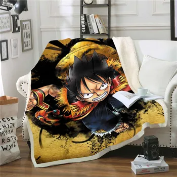 

anime One piece 3D Printing Plush Fleece Blanket Adult Fashion Quilts Home Office Washable Duvet Casual Kids Sherpa Blanket 005