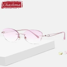 Чашма цветные линзы роскошный титановый рецепт очки для женщин Стразы градиентные цветные линзы без оправы оправа