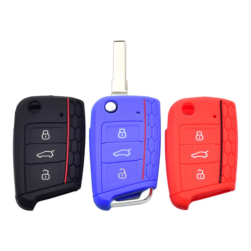 Силиконовый чехол для ключей от машины VW Golf 7 MK7 сиденье Polo Leon Skoda Octavia 3 кнопки