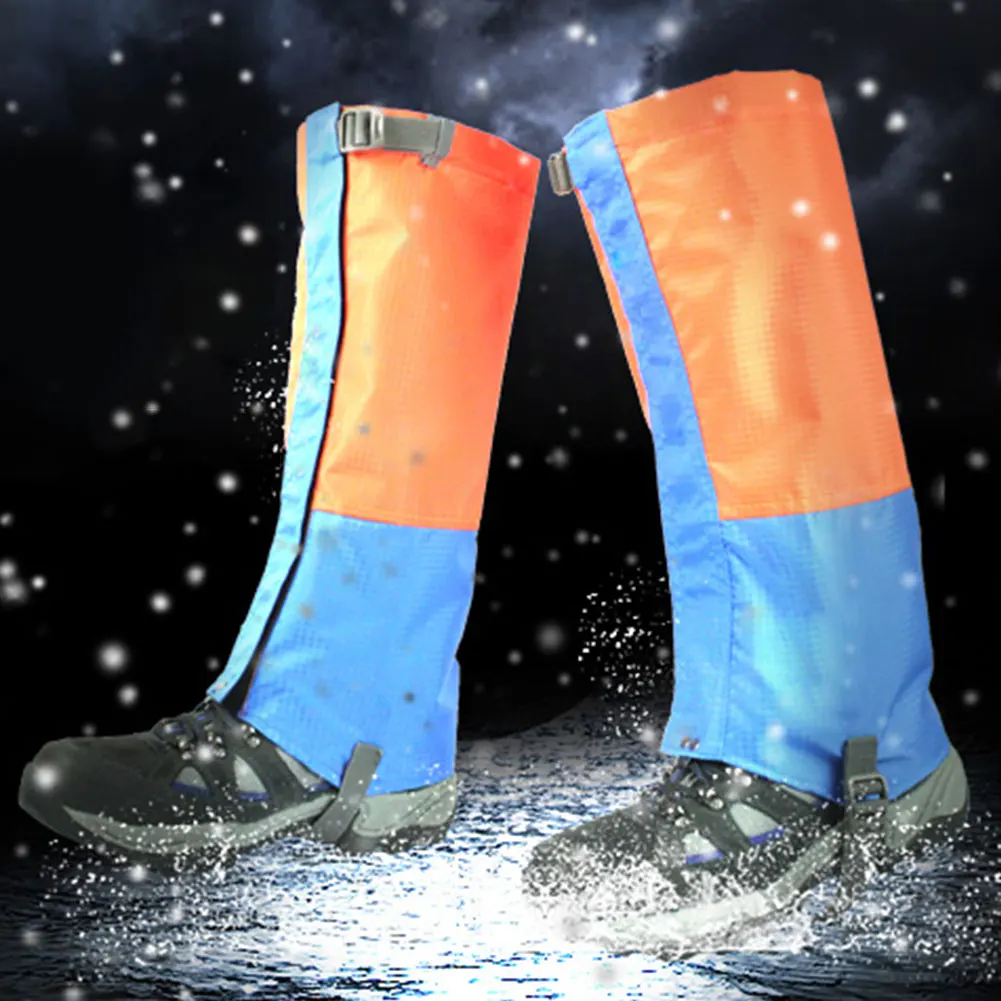 Orange Blue Комплект из 2 предметов, для отдыха на природе альпинистские ботинки Крышка Регулируемый Портативный Ткань Оксфорд пустыня Альпинизм Водонепроницаемый Лыжный Спорт снежные гетры - Цвет: Orange Blue