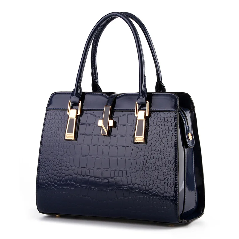 

WOMEN'S Bag 2019 New Style Europe And America Handbag Large Capacity Bright Surface Stereo Type Bag Crocodile Pattern Crossbody