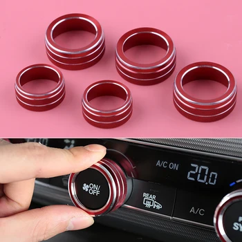 

DWCX 5PCS Aluminum Interior Dashboard Button Circle Cover Trim Frame Red Fit For Honda Accord 2018 2019