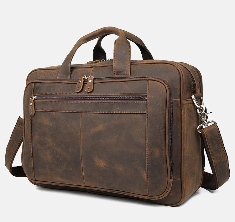 Luufan Высококачественная официальная кожаная деловая сумка воловья сумка-портфель для 15 16 17 дюймов Сумка для ноутбука сумка на плечо двойного назначения