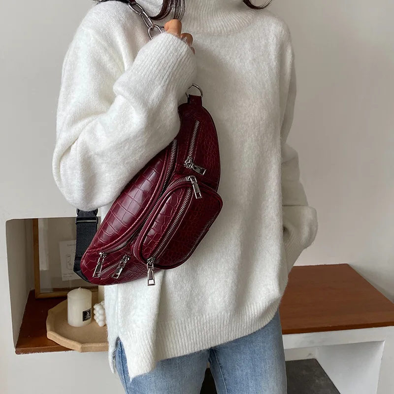 

NEW Fashion Women Crossboby Bag Stone Pattern Messenger Bag Shoulder Bag Female Ins Hot Zipper Phone Money Waist Chest Bags